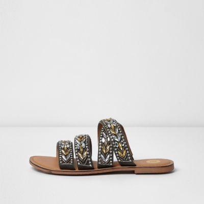 River Island Womens Embellished Slip On Sandals