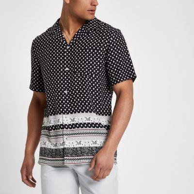River Island Mens Tile Print Short Sleeve Shirt