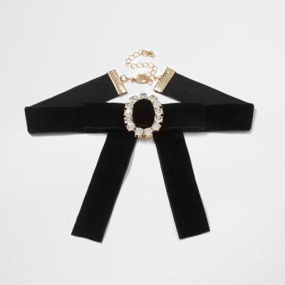 River Island Womens Velvet Buckle Choker