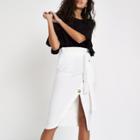 River Island Womens White Paperbag Button Front Pencil Skirt