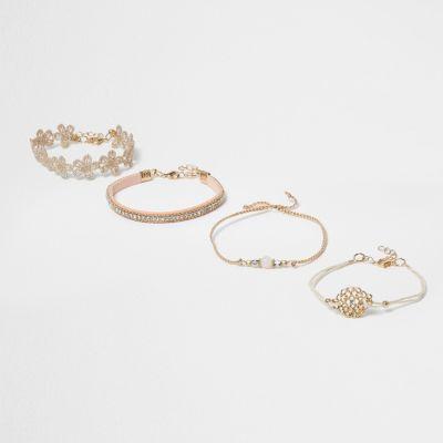 River Island Womens Gold Tone Beaded Lace Bracelet Pack