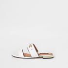 River Island Womens White Snaffle Open Toe Mules
