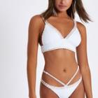 River Island Womens White Crochet Longline Triangle Bikini Top
