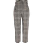 River Island Womens Petite Check Paperbag Tapered Pants