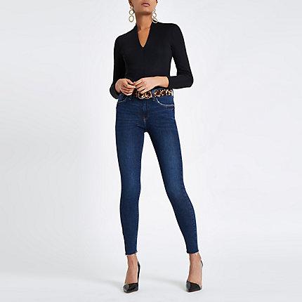 River Island Womens V Neck Fitted Long Sleeve Bodysuit