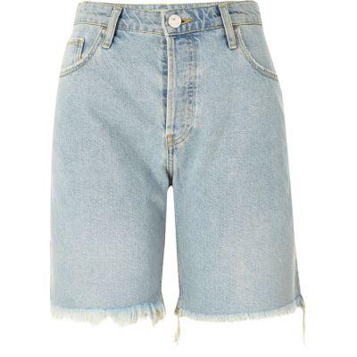 River Island Womens Wash Frayed Boyfriend Shorts