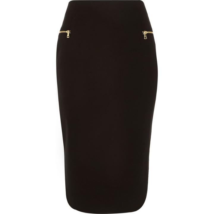River Island Womens Jersey Zip Side Pencil Skirt