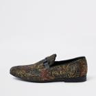 River Island Mens Gold Tone Jacquard Snaffle Loafers