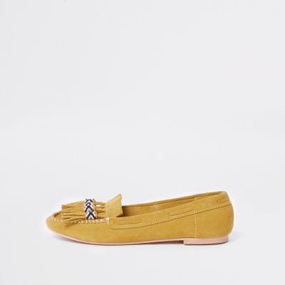 River Island Womens Suede Tassel Moccasins