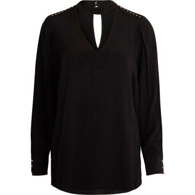 River Island Womens Choker Neck Long Sleeve Blouse