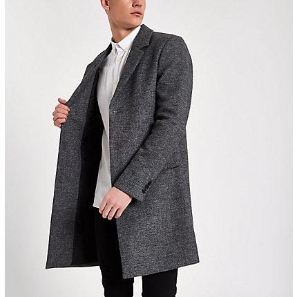 River Island Mens Smart Tailored Wool Overcoat