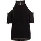 River Island Womens Chiffon Frill Cold Shoulder Top
