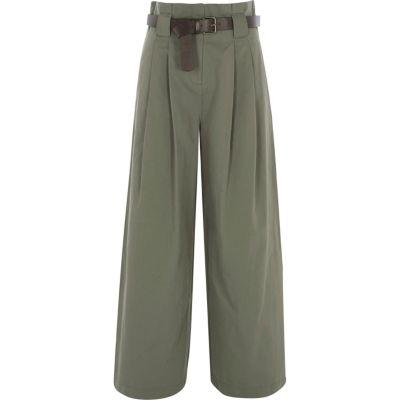 River Island Womens Paperbag Waist Wide Leg Trousers