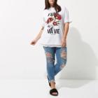 River Island Womens Plus White 'j'aime Ma Vie' Boyfriend T-shirt