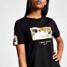 River Island Womens Printed Button Sleeve Box T-shirt