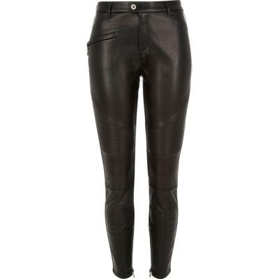 River Island Womens Leather Look Biker Pants