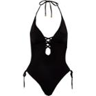 River Island Womens Plunge Strappy Front Halter Swimsuit
