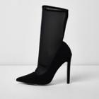 River Island Womens Pointed Mesh Sock Court Boots