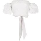 River Island Womens White Puff Sleeve Tie Back Bardot Crop Top