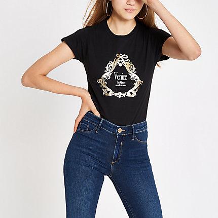 River Island Womens 'venice' Gold Foil T-shirt