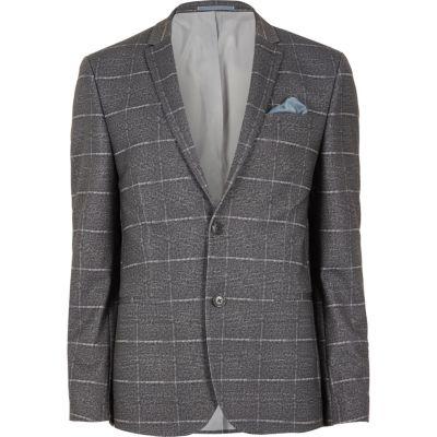 River Island Mens Window Check Skinny Fit Blazer