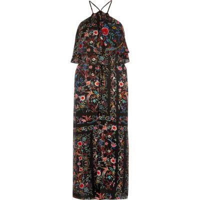 River Island Womens Floral Print High Neck Slip Dress