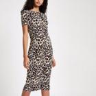 River Island Womens Plisse Leopard Print Midi Dress