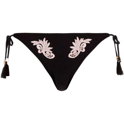 River Island Womens Lace Applique Tie Side Bikini Bottoms
