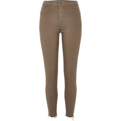 River Island Womens Molly Mid Rise Ripped Hem Jeggings