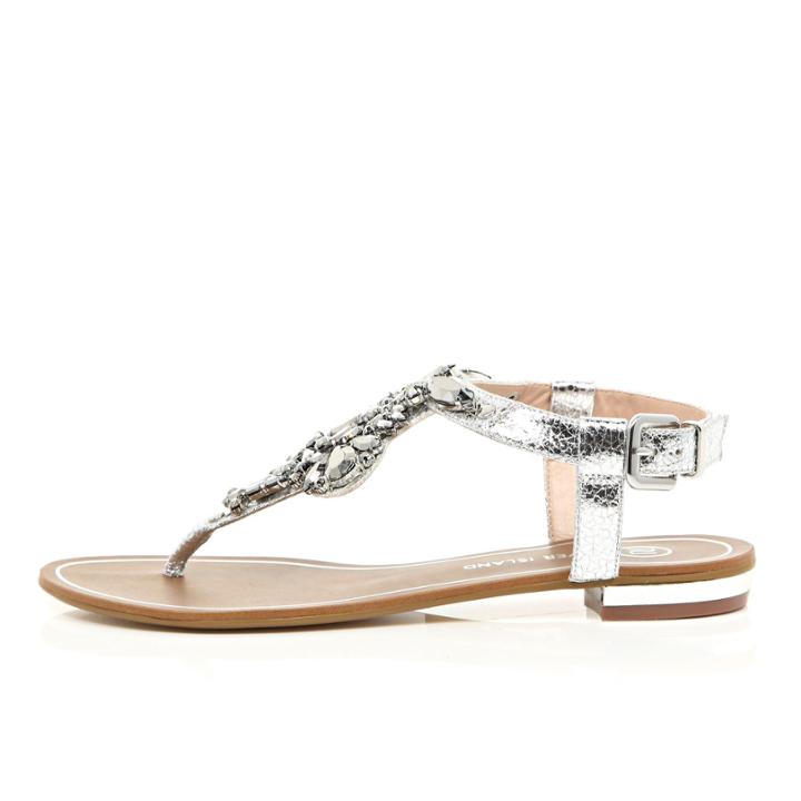 River Island Womens Silver Embellished Sandals