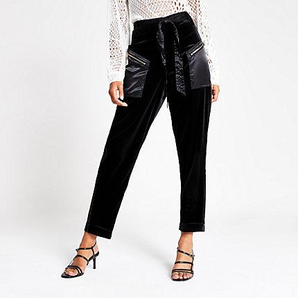 River Island Womens High Waisted Velvet Trousers