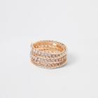River Island Womens Gold Tone Diamante Embellished Spiral Ring