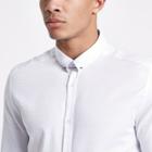 River Island Mens White Jacquard Metal Bar Collar Shirt