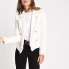 River Island Womens Boucle Pearl Double-breasted Jacket