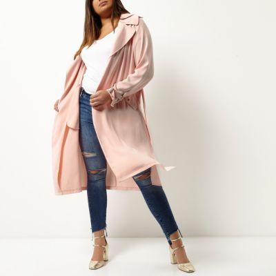 River Island Womens Plus Tie Waist Duster Trench Coat