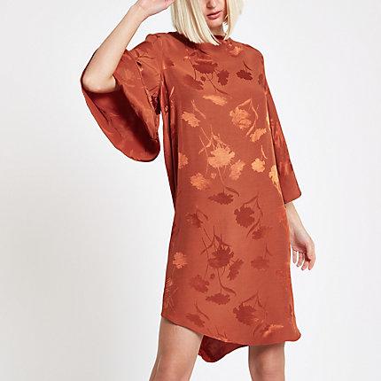 River Island Womens Floral Cape Sleeve Swing Dress