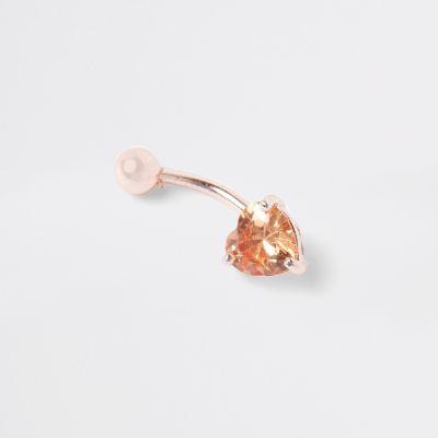 River Island Womens Heart Cubic Zirconia Belly Bar
