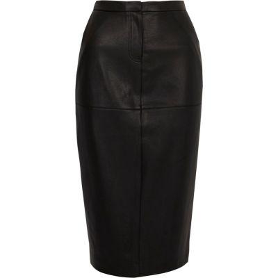 River Island Womens Faux Leather High Waisted Pencil Skirt