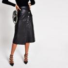 River Island Womens Faux Leather Button A Line Midi Skirt