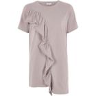 River Island Womens Ligth Frill Asymmetric Hem T-shirt