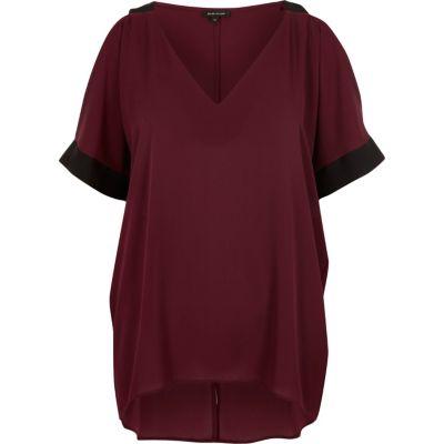 River Island Womens Dark Cold Shoulder V Neck Top