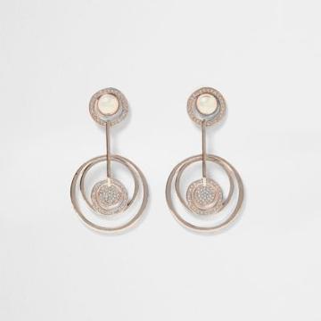 River Island Womens Rose Gold Tone Circle Drop Earrings