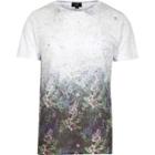 River Island Mens White Floral Fade Short Sleeve T-shirt