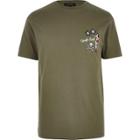 River Island Menskhaki 'tough Luck' Badge T-shirt