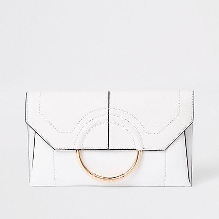 River Island Womens White Circle Front Envelope Clutch Bag