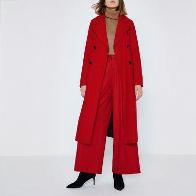 River Island Womens Long Double Breasted Coat