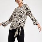 River Island Womens Leopard Print Tie Side Top