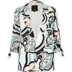 River Island Womens Swirly Print Rouche Sleeve Blazer