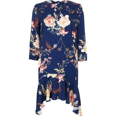 River Island Womens Floral Curved Frill Hem Swing Dress