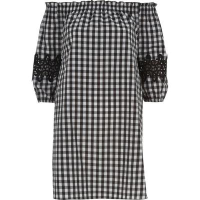 River Island Womens Gingham Check Bardot Swing Dress